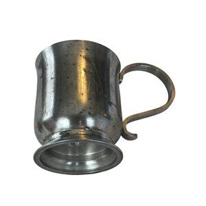 Vintage Pewter Baby Cup Engraved With Initials & Date March 10 1992 - Handcrafte